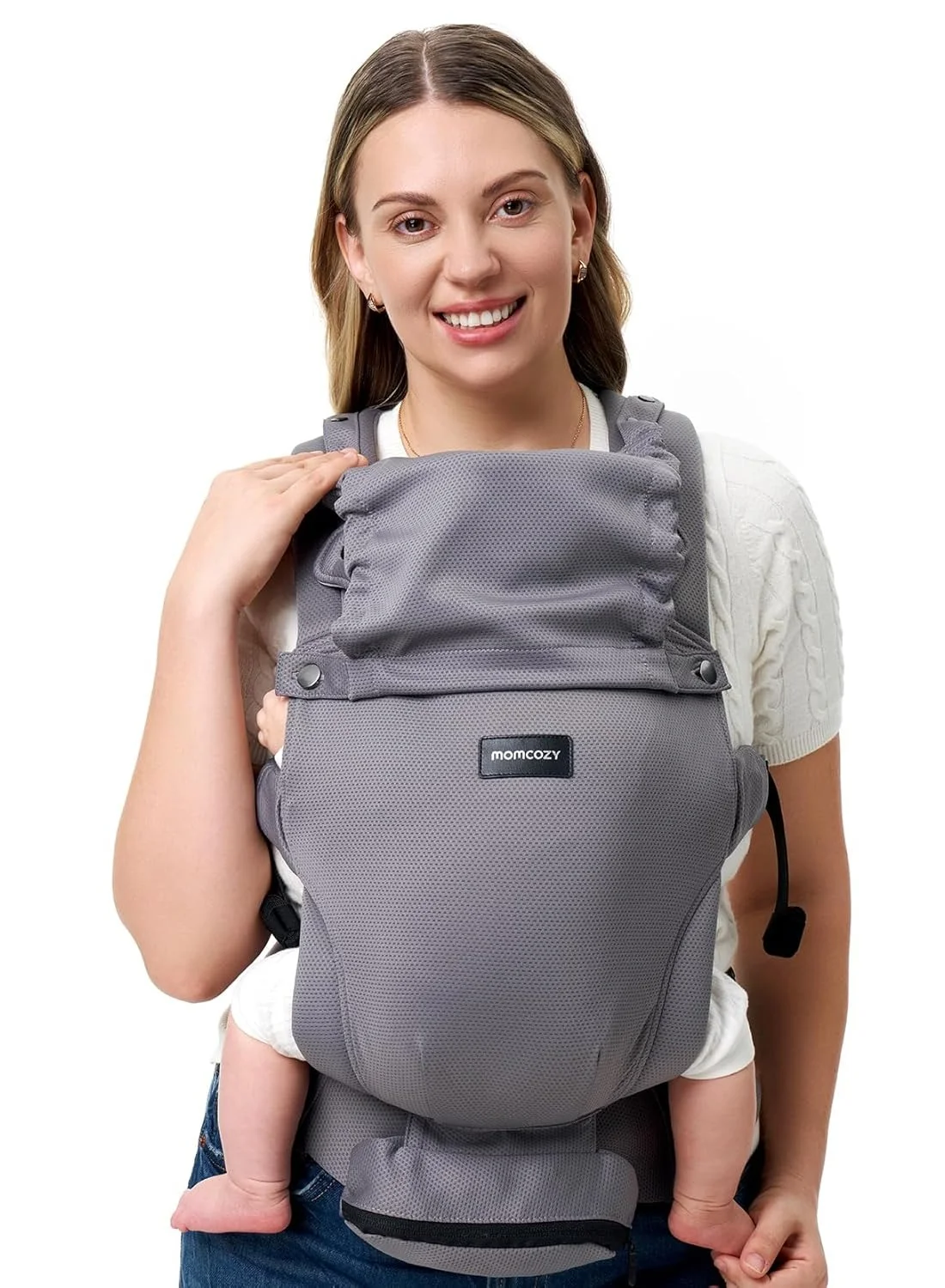 Momcozy Ergonomic Newborn Baby Carrier with Sunshield and Adjustable Neck Support (Breathable Airmesh, 3.2-11 kg) mgh36