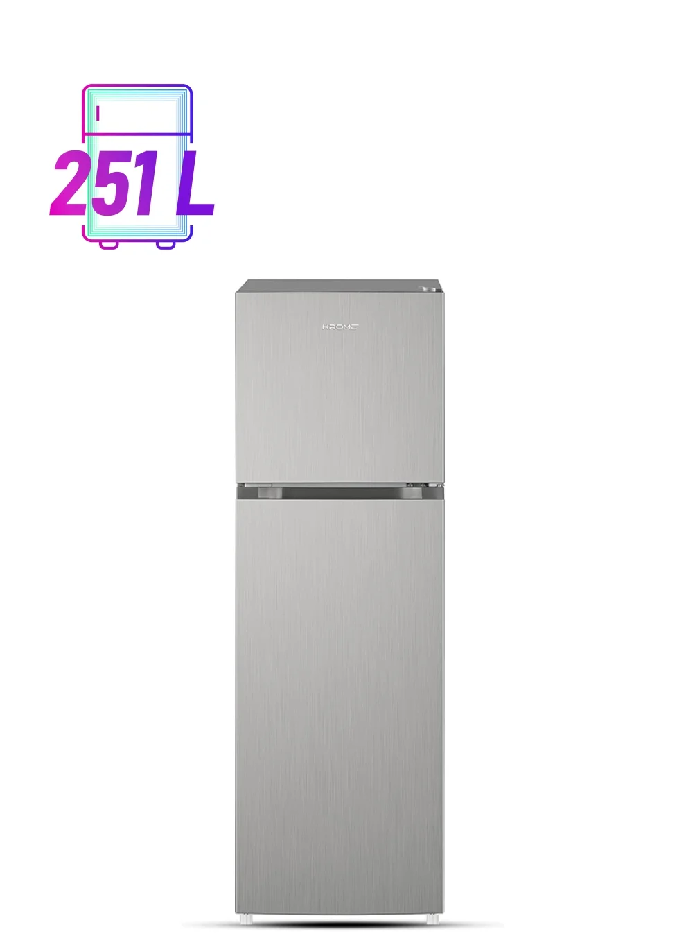 Krome 330L Double Door Top Mounted Refrigerator with Multi Air Flow and No-Frost Cooling (Silver, 330L) em2cx