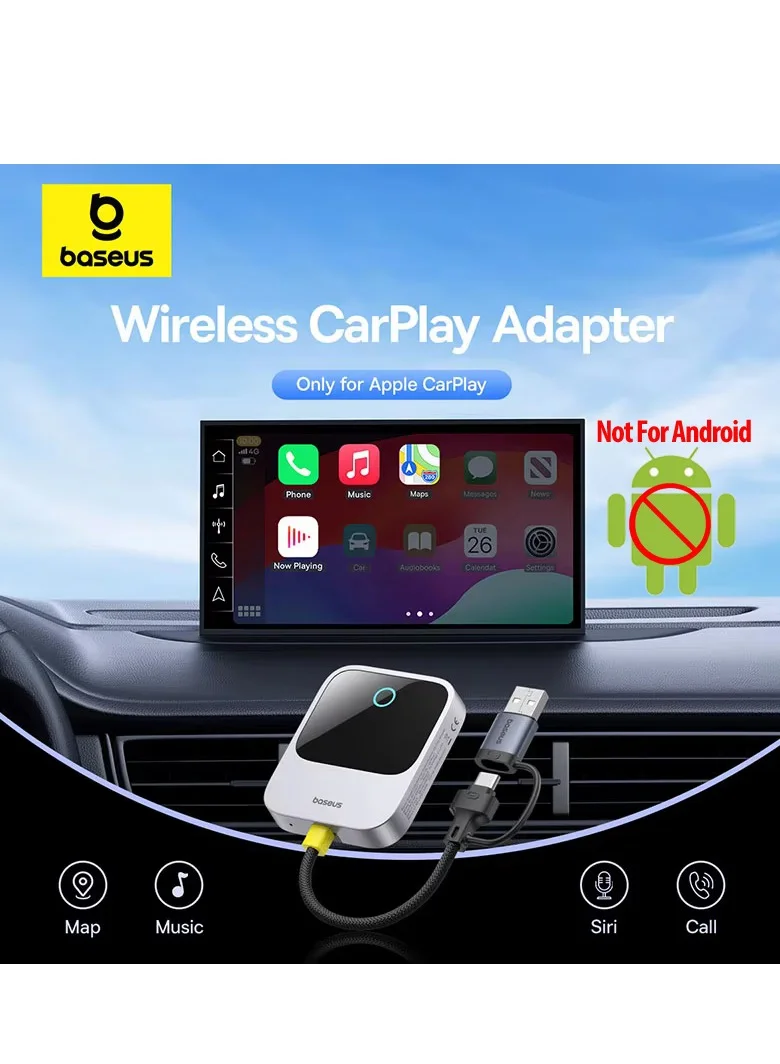 Baseus Wireless CarPlay Adapter Bluetooth 5.0 Dongle for Wired to Wireless Conversion (1 Unit) ufj5l