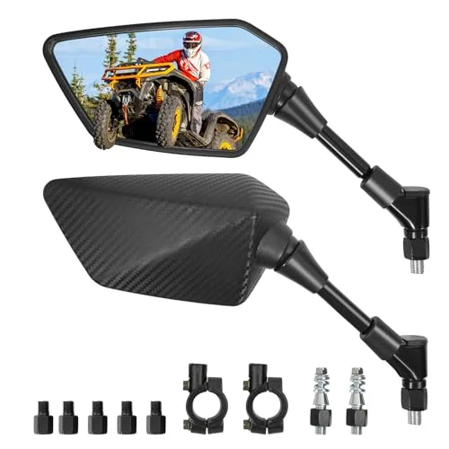 Esploratori ATV Side Rearview Mirrors Multiangle Adjustable Handlebar Mount for Motorcycle Scooter Cruiser (8mm 10mm Bolt, 22mm Handlebar) 9o0d3