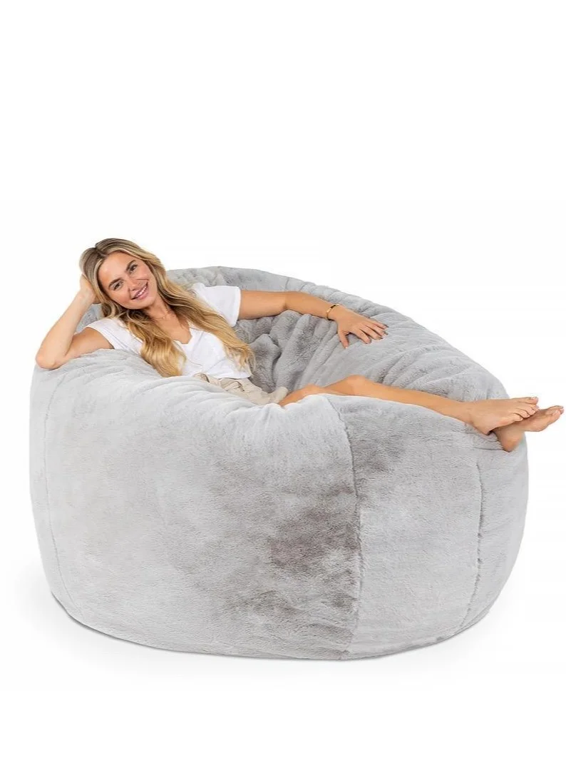 Premium Velvet Bean Bag Chair for Adults (Grey, Large) m0cof