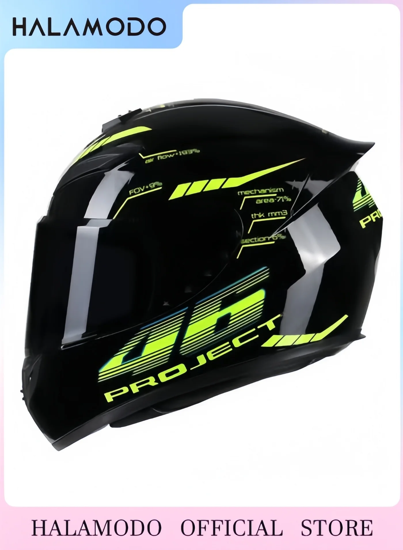 Halamodo Full Face Motorcycle Helmet Premium Protective Gear for Road Safety (Black, Large) 9iwaw