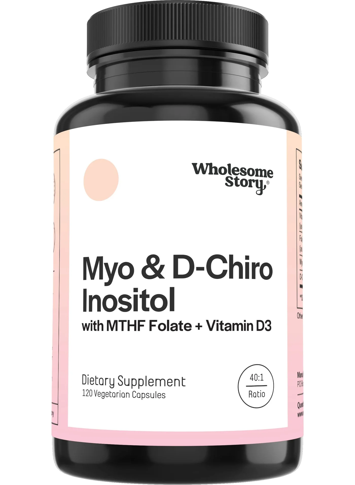 Wholesome Story Myo & D-Chiro Inositol 40:1 Blend Vitamin B8 Supplement for Women Metabolic Support (120 Vegetarian Capsules) vvd6v