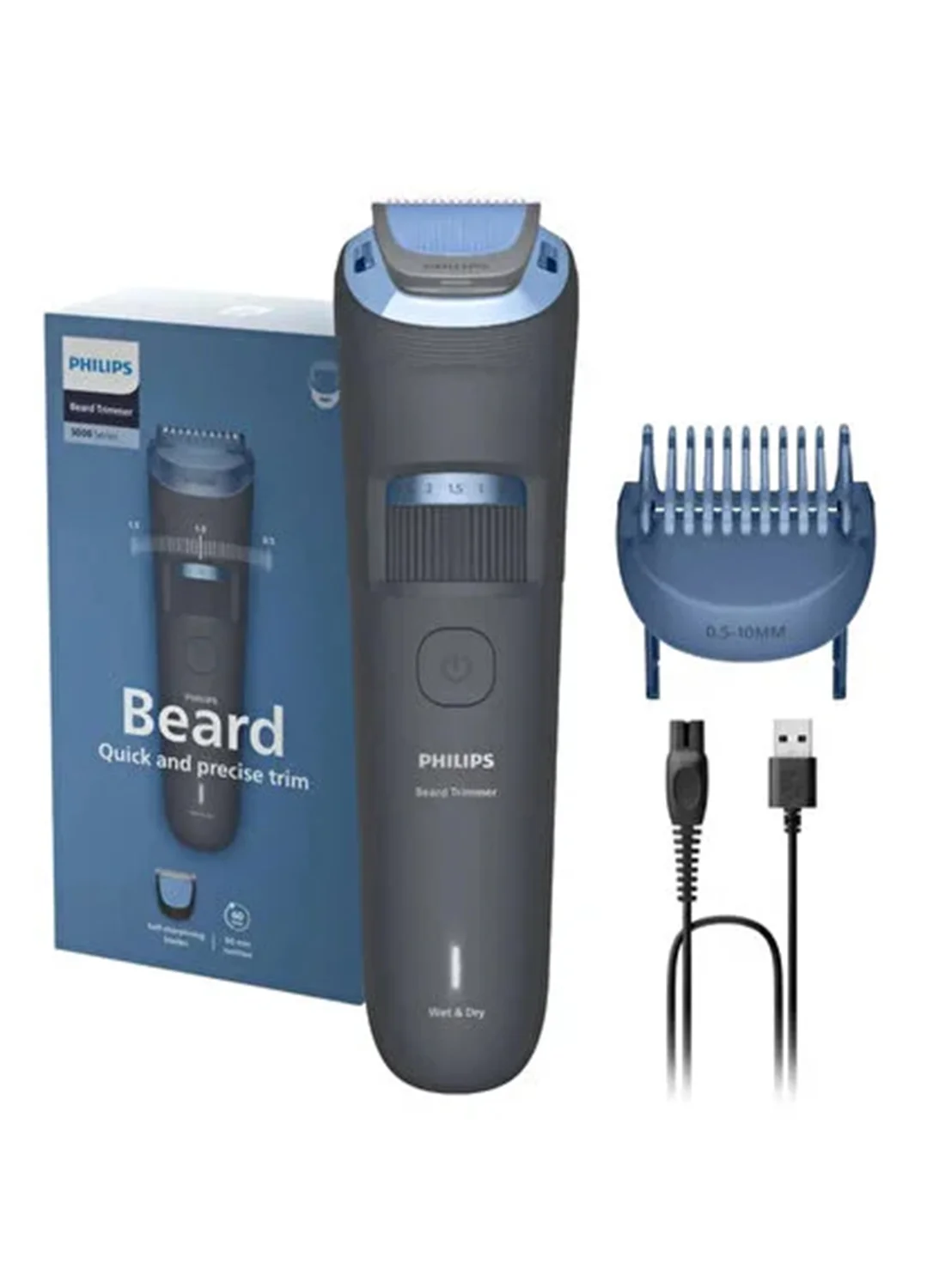 Professional Beard Trimmer with 20 Precision Length Settings (0.5¨C10 mm) Cordless Grooming Tool for Men (Black) qx7aa