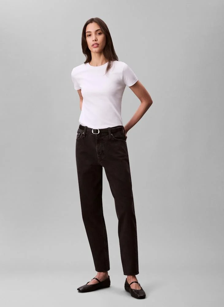 Premium Casual Mom Fit Denim Jeans High-Waisted Relaxed Cut for Women (Blue, 38) g11p0