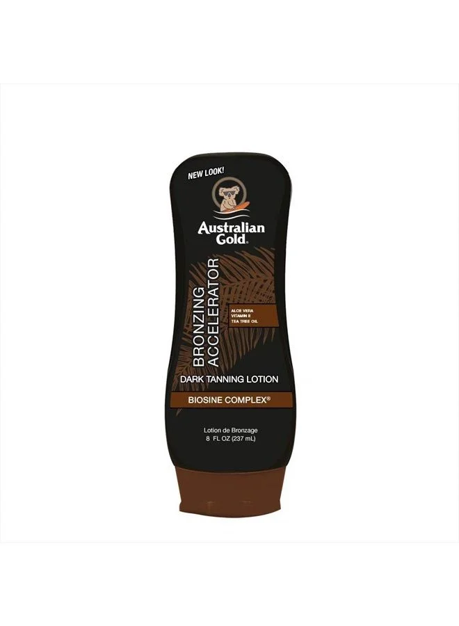 Australian Gold Dark Tanning Accelerator Lotion with Bronzer (Premium Sun-Kissed Glow Formula, 237 mL) oizrj