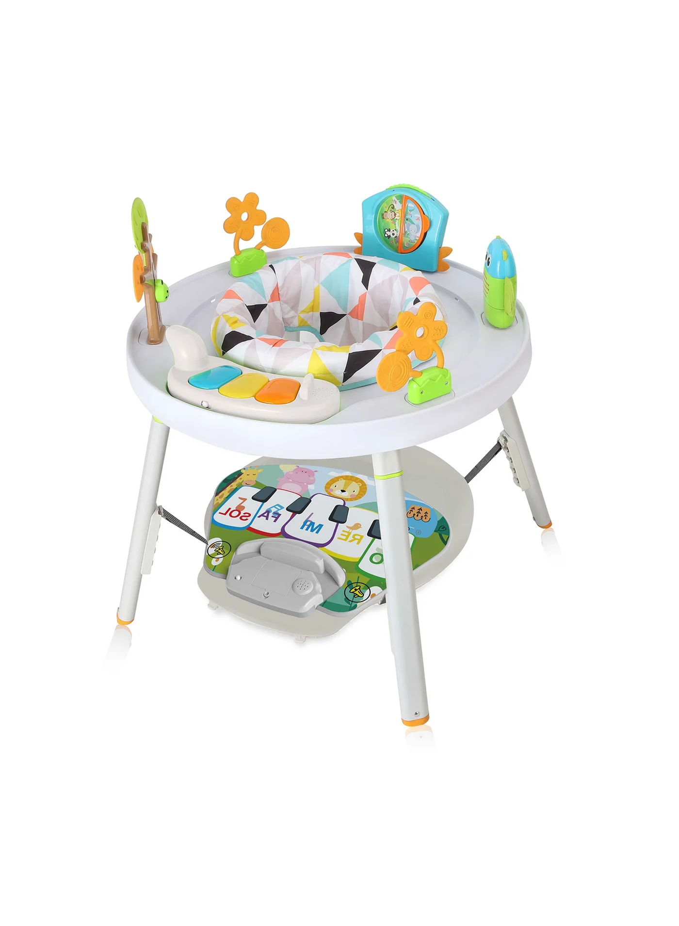 TEKNUM 4-in-1 Activity Jumper, Feeding Chair, Drawing Table & Play Station with Musical Piano and Detachable Toys (White, Single Pack) 14yzf