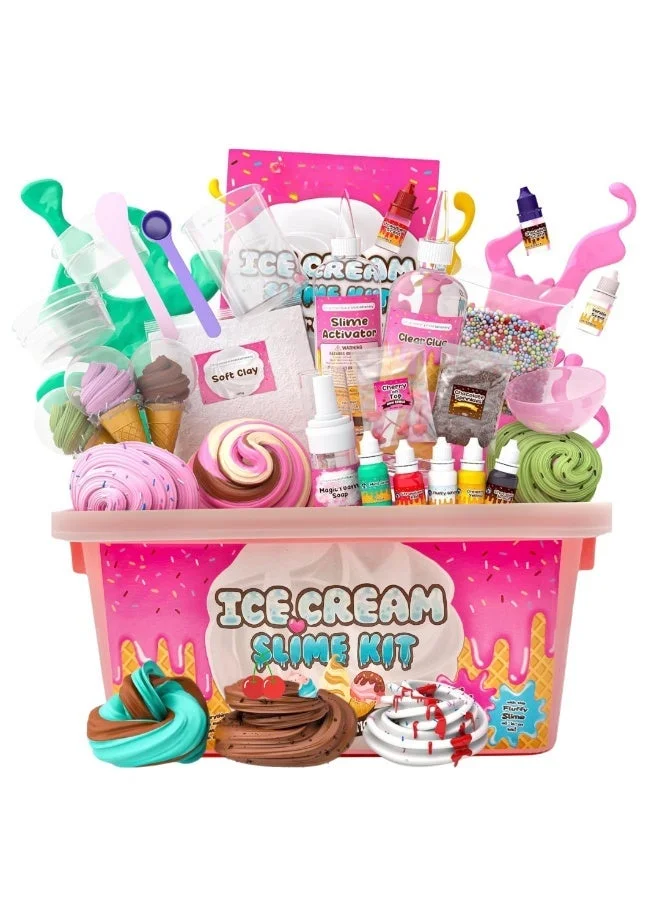 Mumfactory DIY Ice Cream Slime Making Kit with 31 Accessories (Kids Craft Activity Set) wstuy