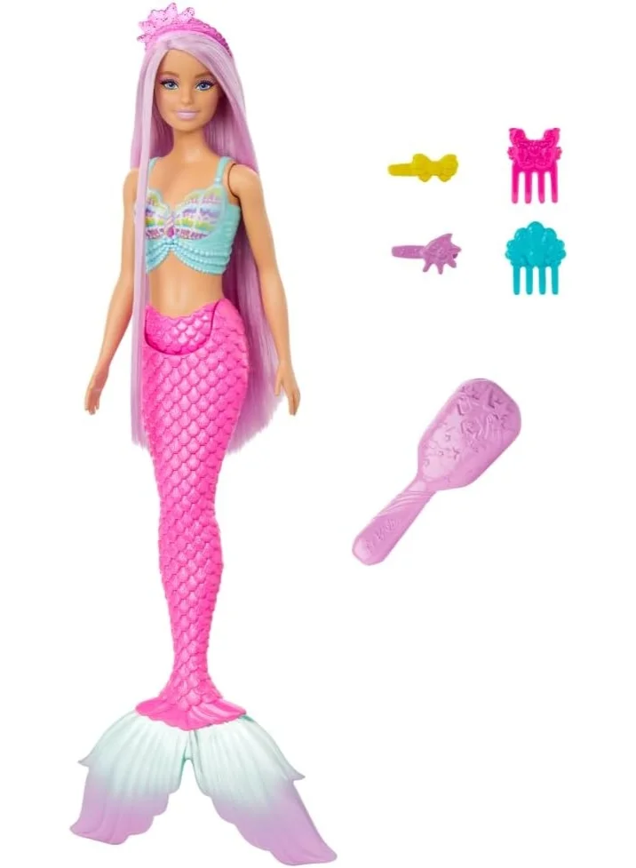 Fashion Doll Mermaid Fantasy Play Set with Long Styling Hair and Accessories (18 cm) 349mg