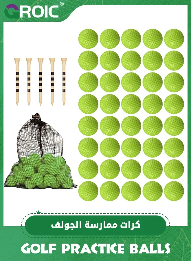 GROIC Foam Golf Practice Balls Set with Tees and Storage Sack (40 Pack, White) veem4