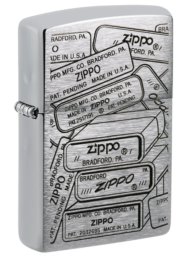 Premium Windproof Metal Lighter Brushed Chrome Finish Bottom Stamps Design (Standard Size) r12h8