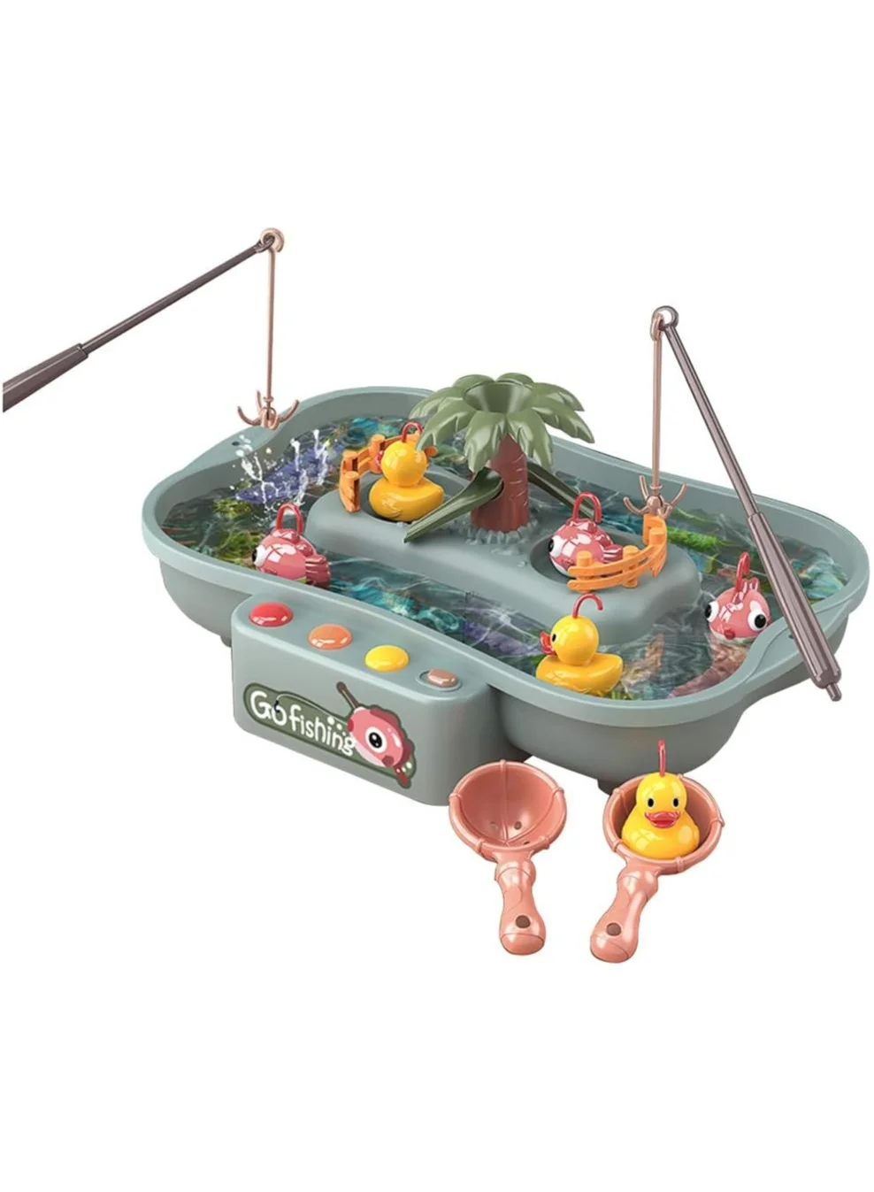 Jacone Water Circulating Fishing Game Board Set with Music and Accessories (Multi-Color, 10-Piece Set) 4np5e