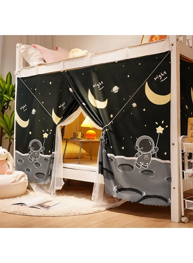 SISGL Privacy Bed Curtain with Mosquito Net for Single Bunk Bed Breathable Blackout Canopy (Black, 190cm x 90cm) i8r06