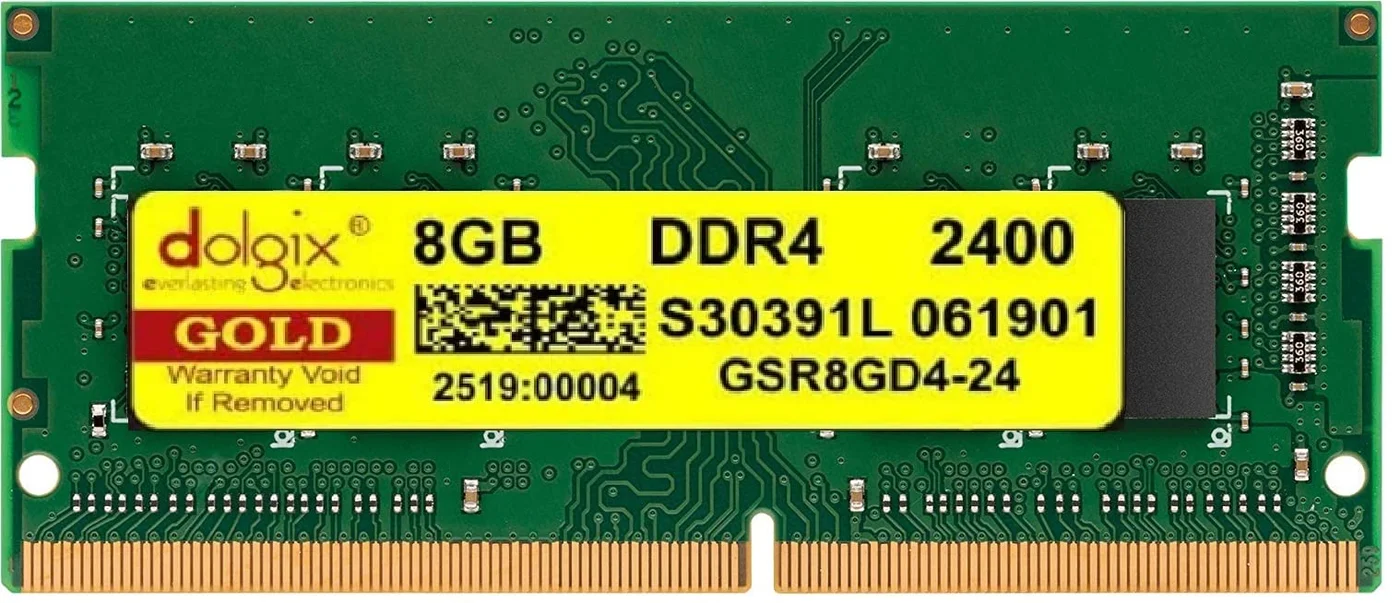 Dolgix Gold 8GB DDR4 2400MHz SO-DIMM Laptop Memory RAM (PC4-19200, CL17, 1Rx8 Single Rank) 8cobs