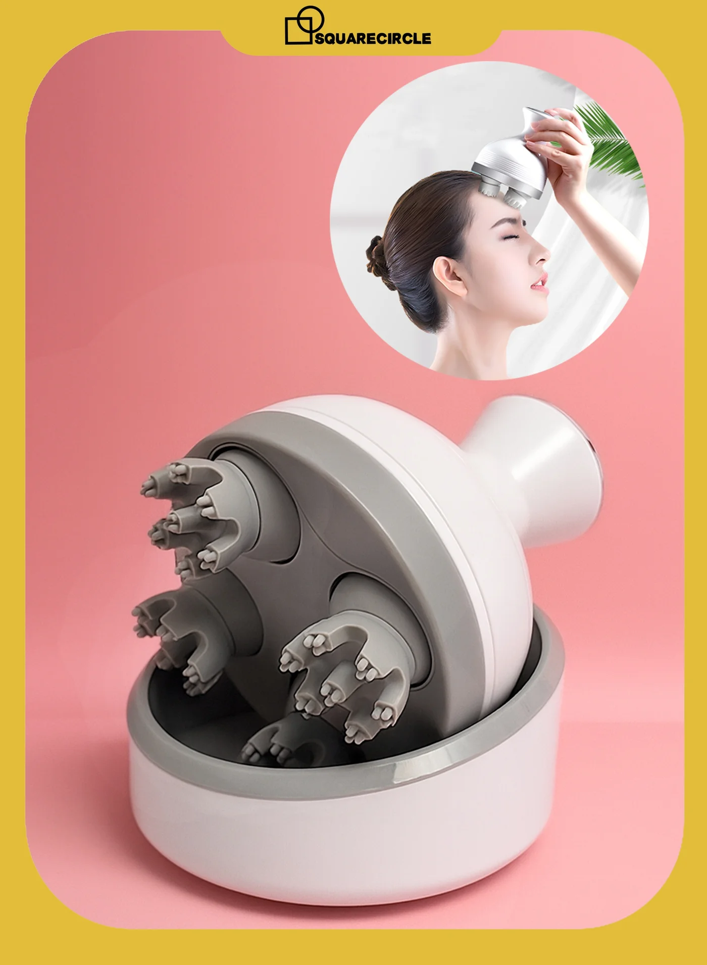 Squarecircle Portable Electric Scalp Massager Handheld Cordless Device for Neck and Body Relaxation (1 Unit) i9u1o