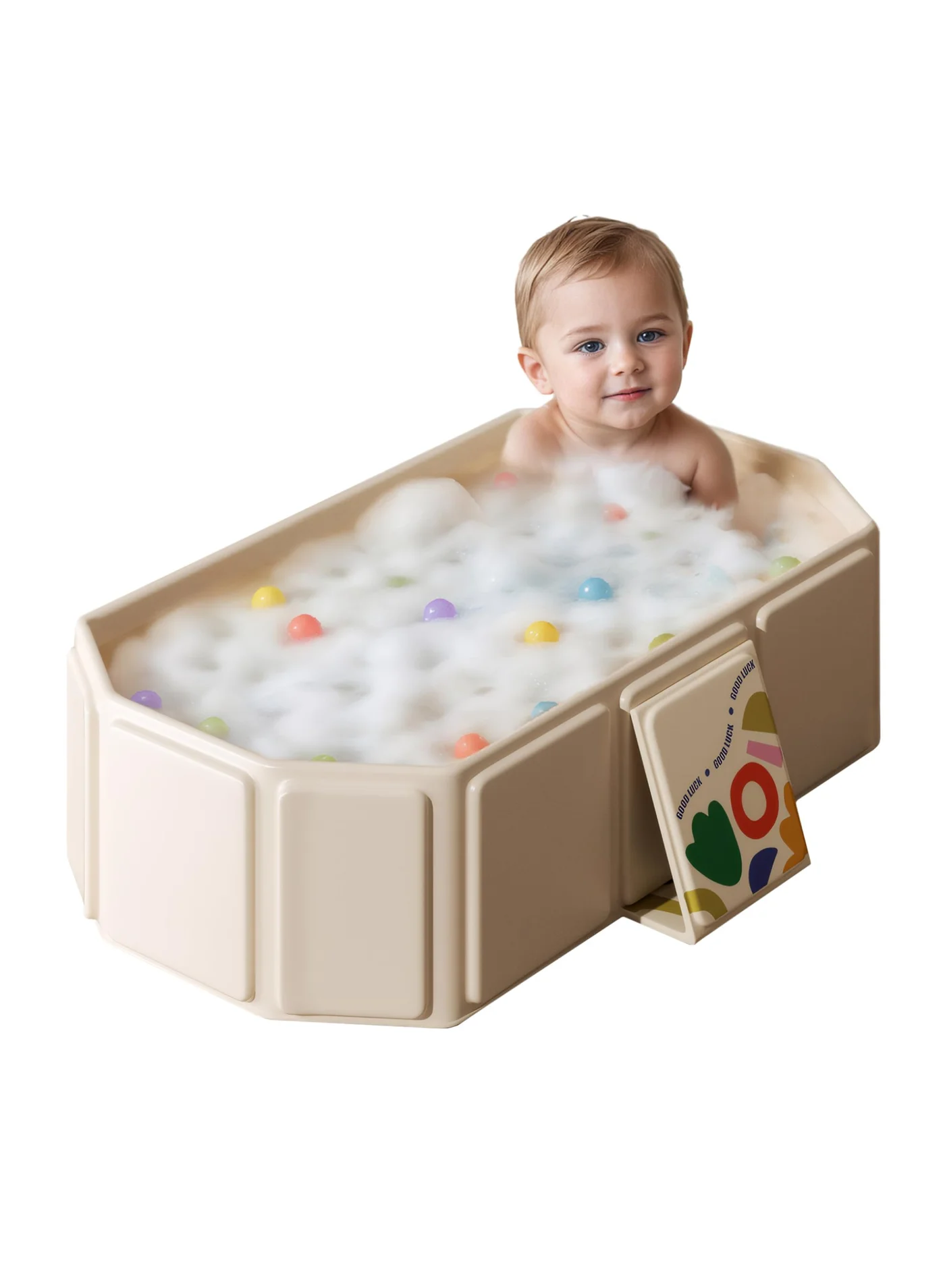 ZERIFAM Foldable Baby Bathtub with Drain Plug and Bath Toys, Portable Shower Basin for Toddlers and Pets, Space-Saving Design (Blue, 80 cm) 1aydn