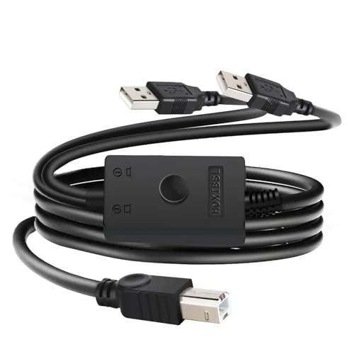 USB Printer Switch Selector 2-in-1 Manual Sharing Hub for Computers and Peripherals (4500 cm) 9budt