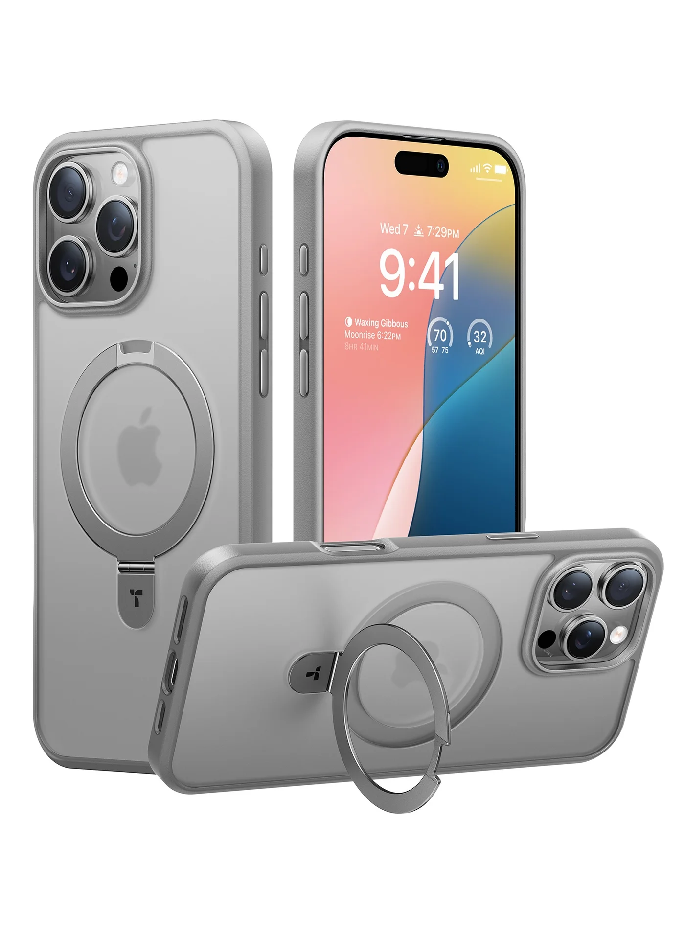 Premium Magnetic Phone Case with Integrated Stand for 6.9-inch Smartphone (Natural Titanium Grey, 17.5 cm) np8ks
