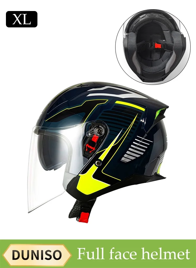 DUNISO Full Face Motorcycle Helmet with Dual Lenses, Lightweight Crash Resistant Racing Gear for Men and Women (XL) zvtxo