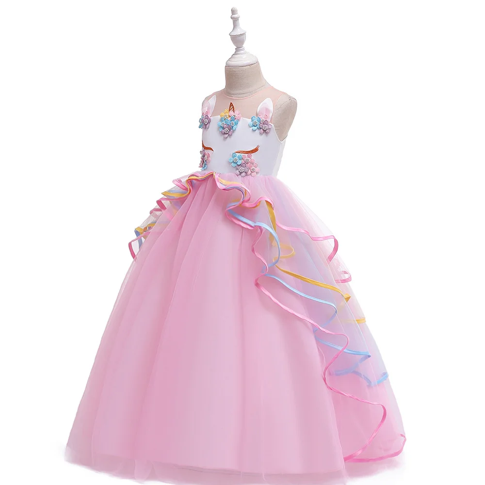 Loquat Unicorn Princess Tutu Dress Mesh Skirt for Girls Performance Costume (Multi-Color, 3-12 Years) pql15