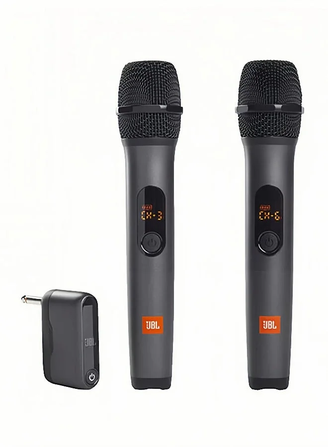 Premium Audio Wireless Microphone Set Professional Dual Channel System (Black, 1 Set) drbxw