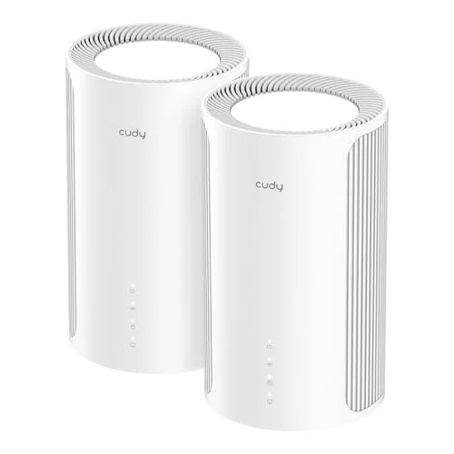 Cudy Tri-Band WiFi 7 Mesh System BE11000 Whole Home Coverage 10 Gbps High-Speed Networking with 4 x 2.5G Ports (2-Pack) nav7s