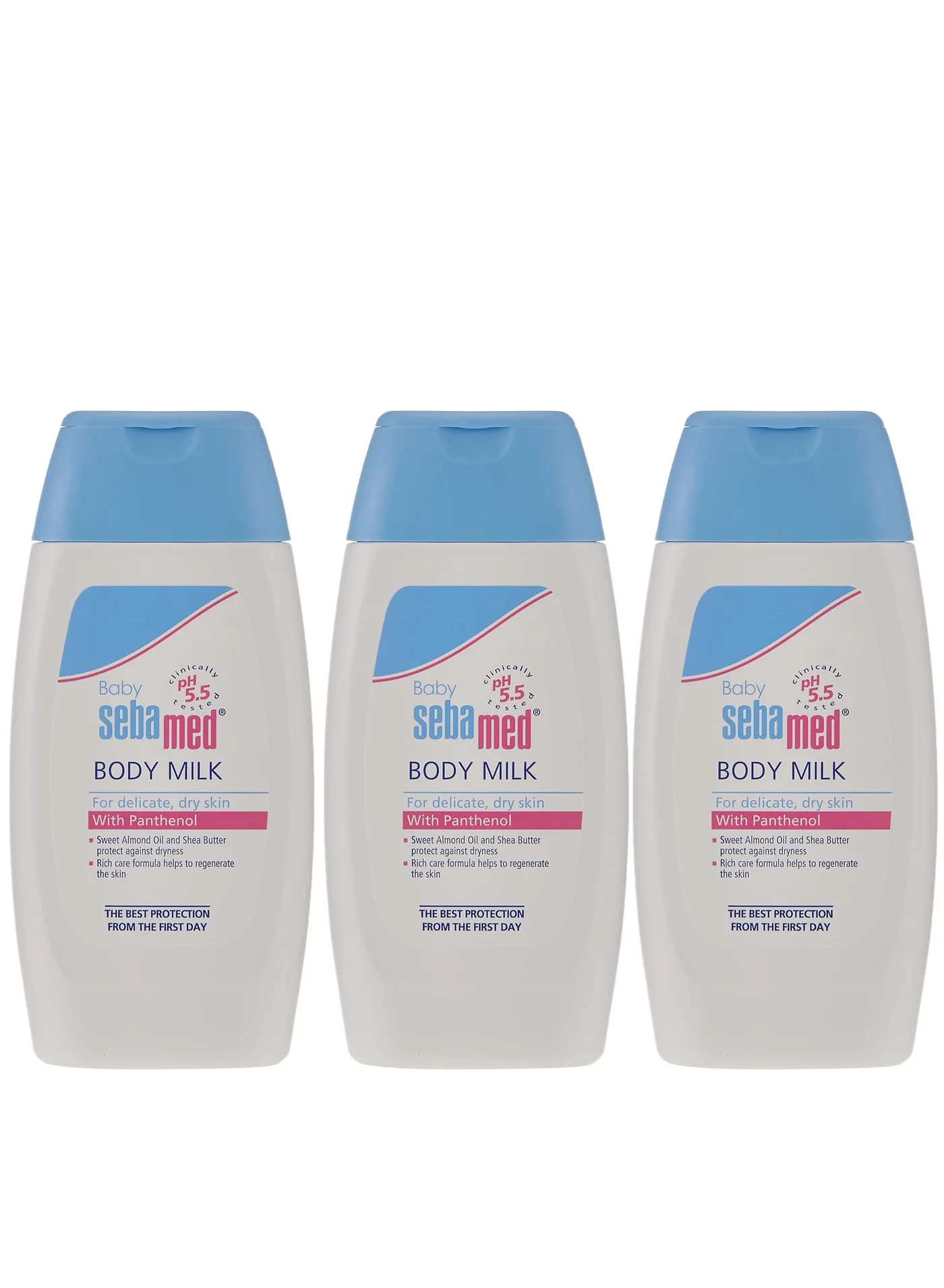 Sebamed Baby Body Milk with Panthenol (3 x 200 mL) Gentle Moisturizing Lotion for Sensitive Skin xzbsz