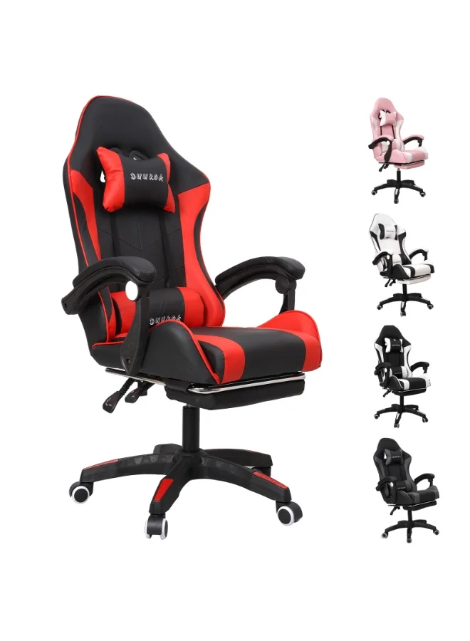 DUUKOA Ergonomic Gaming Chair with Retractable Footrest and Adjustable Backrest (Black, 125 cm) dma12
