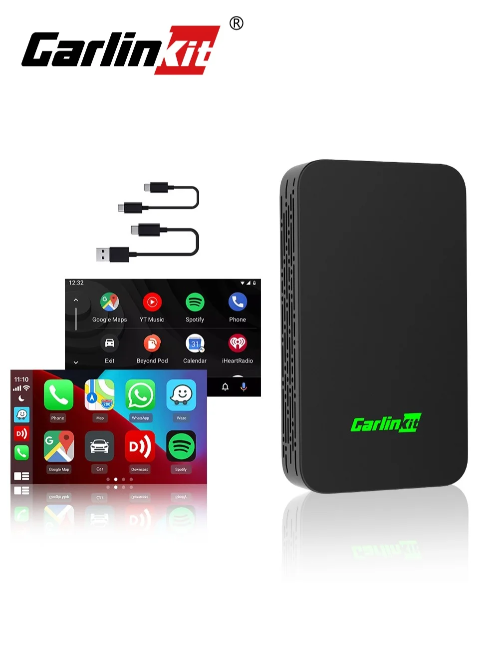 Wireless CarPlay and Android Auto 2-in-1 Adapter Premium Plug and Play Dongle for Vehicle Infotainment Systems (Universal Compatibility) zcnph