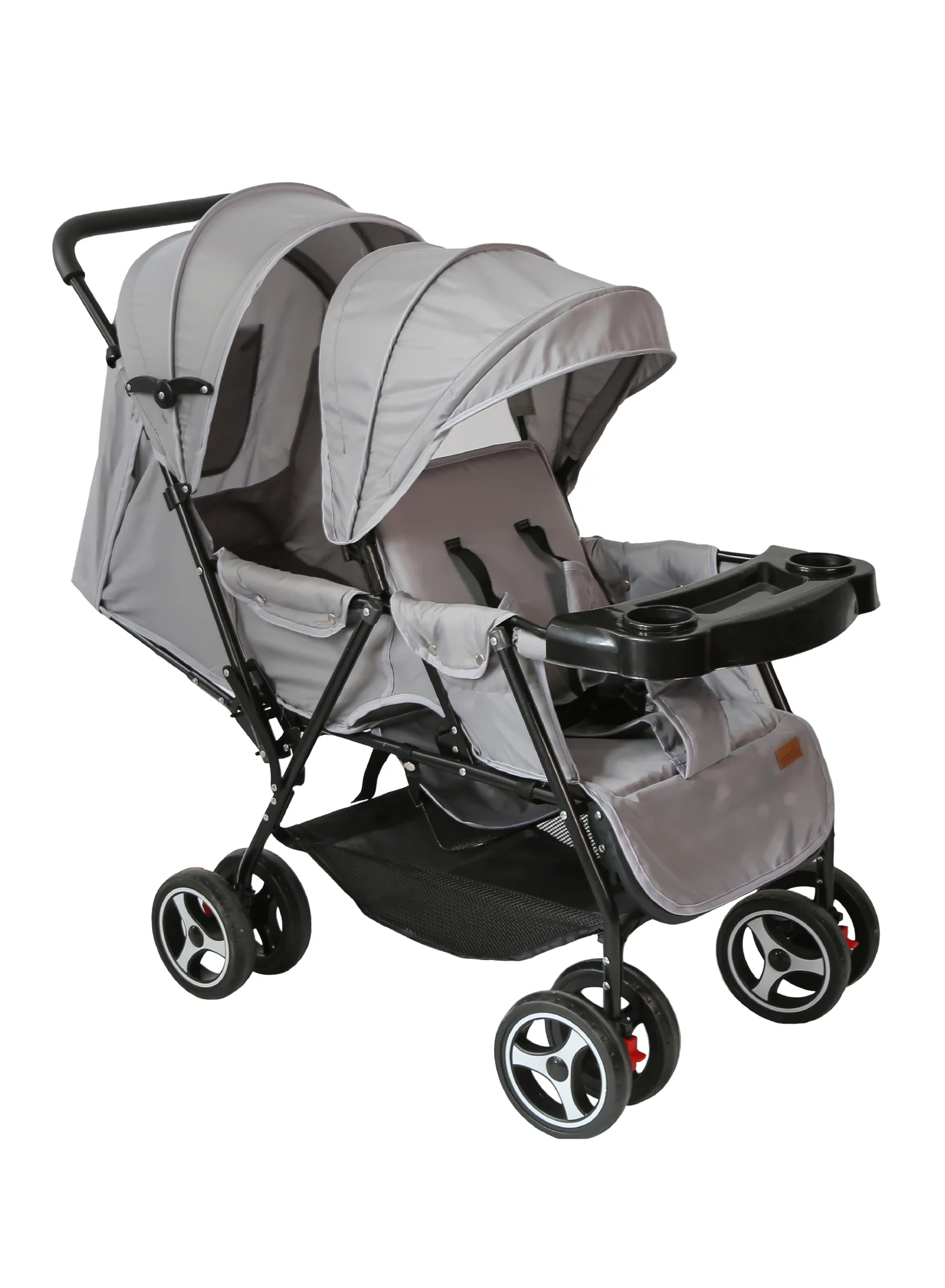Moon Magnum Tandem Easy Fold Twin Travel Stroller (Light Grey, Compact Design) iil7e
