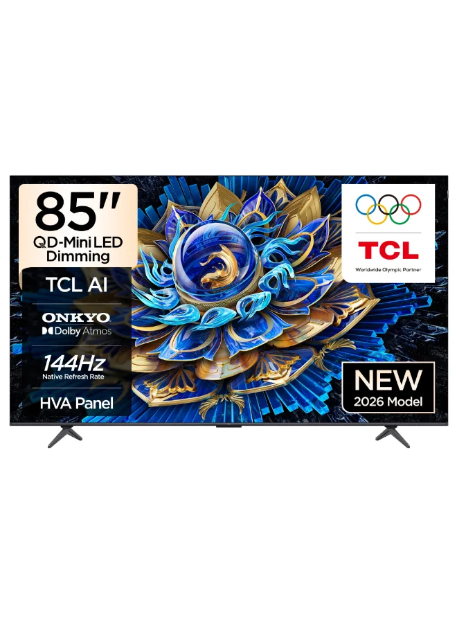 Premium 85 Inch 4K QD-Mini LED Smart TV, 144Hz Refresh Rate, Slim Uni-body Design, High-Performance Home Cinema Display (Black, 85 Inch) zyqve
