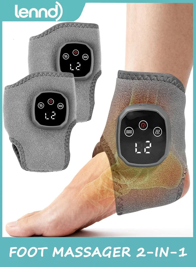 LENND Foot Massager 2-in-1 Warming Wrap with 3 Modes and 4 Heat Levels (Portable, 2-Pack) 5lfv1