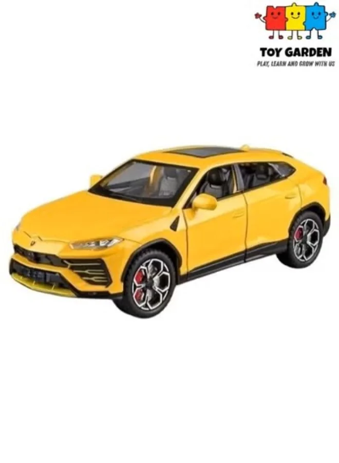 TOY GARDEN 1:24 Scale Alloy SUV Model Car Pull Back Toy with Sound and Light Effects (Yellow, 20 cm) iz1cc