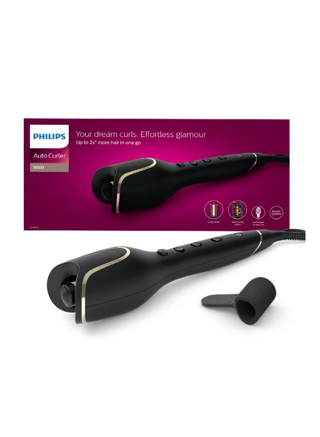Professional Automatic Hair Curler with Keratin Ceramic Coating and Smart Curling Guards (Black) jqbji
