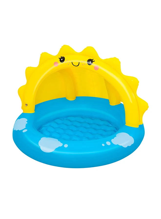 Inflatable Shaded Kiddie Pool with Canopy and Cushioned Base for Toddlers (101cm x 97cm x 71cm) d09mq