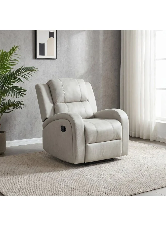 Crimson 1 Seater Fabric Recliner Sofa Modern Living Room Relaxing Chair (Off White, 83 x 96 x 97 cm) l9k9v