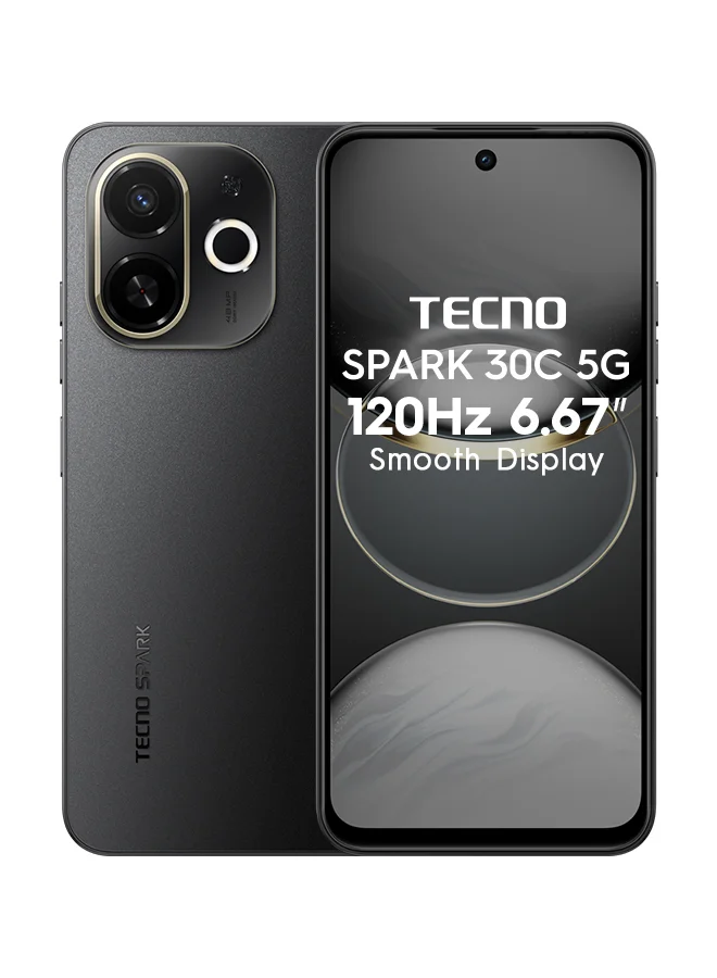 TECNO Spark 30C Dual SIM Smartphone 4GB RAM 64GB Storage 5G Midnight Shadow (6.67-inch Display) fe0tl