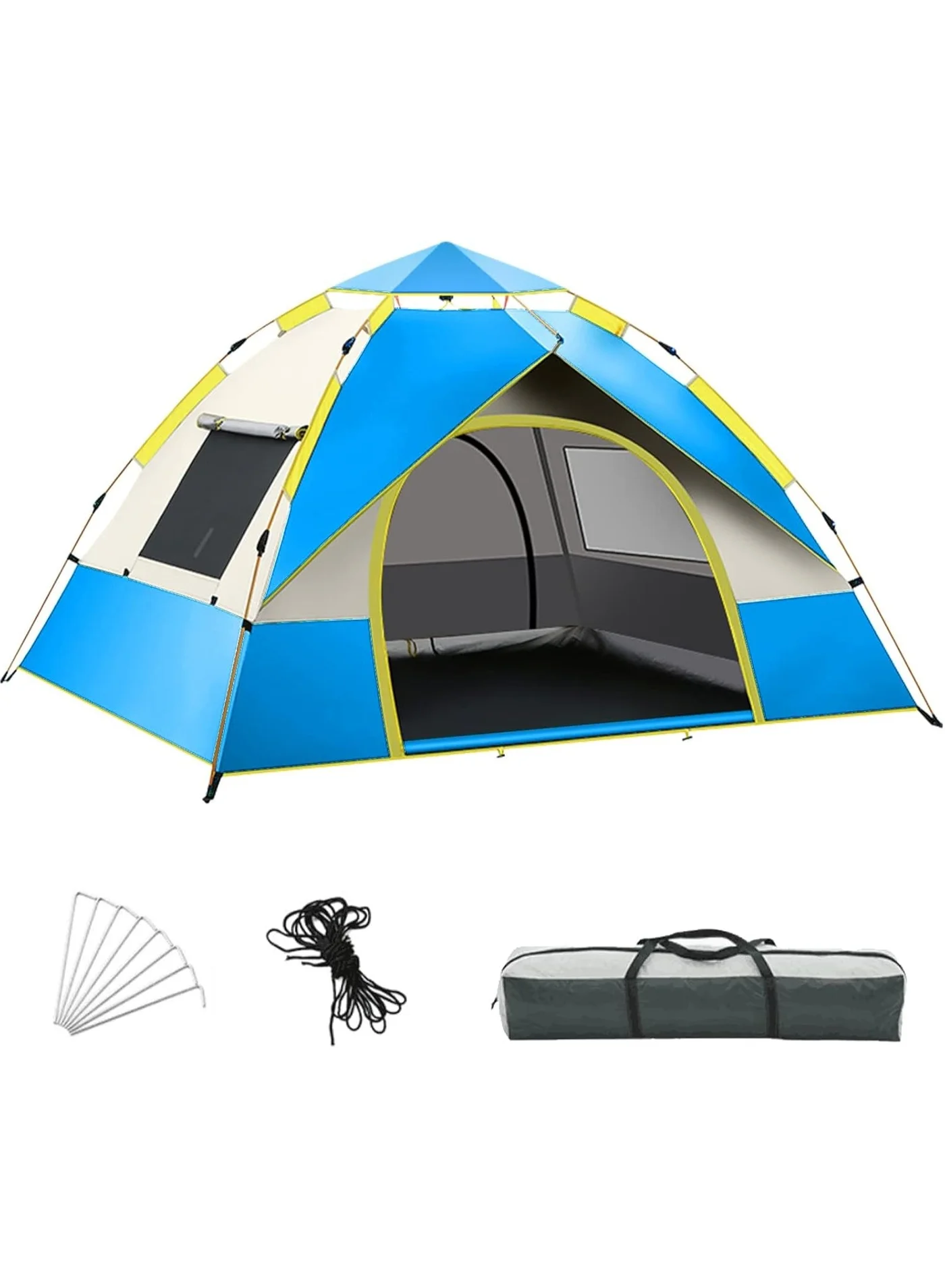 PENG GENERAL Family Camping Tent Waterproof Windproof Outdoor Shelter for Hiking and Backpacking (Blue, 4-Person) zht5r