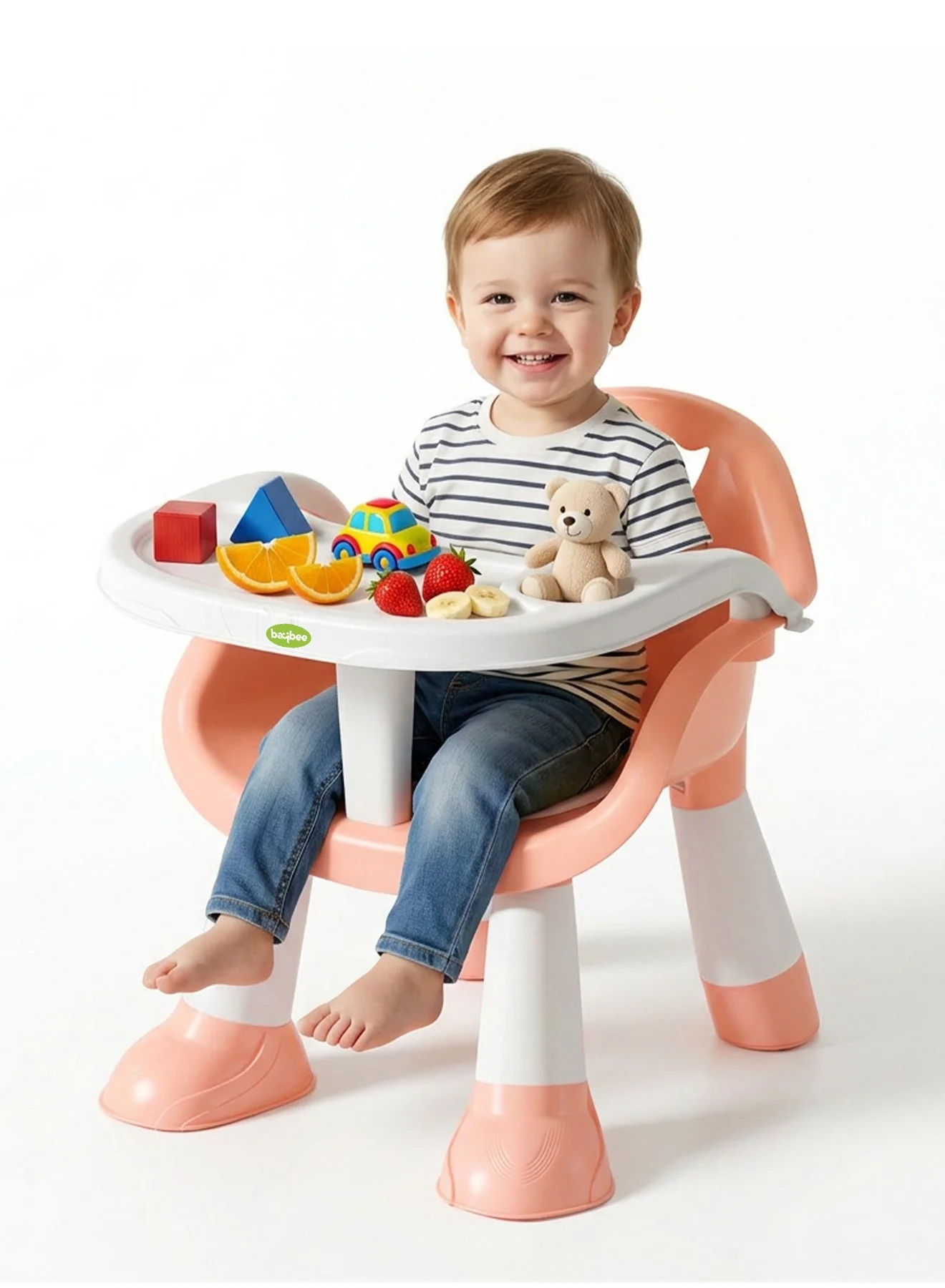 Portable Baby Booster Seat with Feeding Tray for Dining and Travel (Pink, 1-5 Years) 81rj2