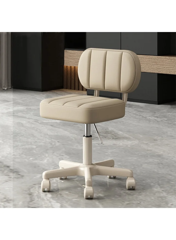MOZOGOT Rolling Stool with Backrest Adjustable Height Swivel Task Chair for Office and Salon (Beige, 136 kg Capacity) 41yub
