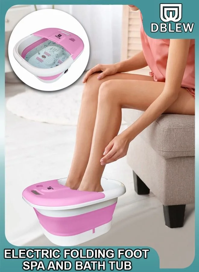 DBLEW Foldable Electric Foot Spa Massager with Heating Bubbles and Shiatsu Rollers (Premium Home Pedicure Basin) t2456