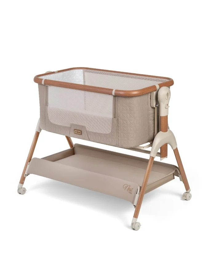 Jikel Nest Glide Bedside Crib Co-Sleeper for Infants (Beige, 90x50x80 cm) ut68w