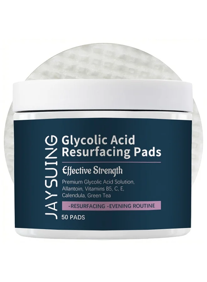 Jaysuing Glycolic Acid Resurfacing Pads for Exfoliation and Smoother-Looking Skin (50 Pieces) 2962i