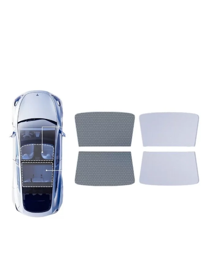 Lesha Premium Foldable Glass Roof Sunshade for Electric SUV 2025-2026 Model (Black, 2-Piece Set) 9spbf