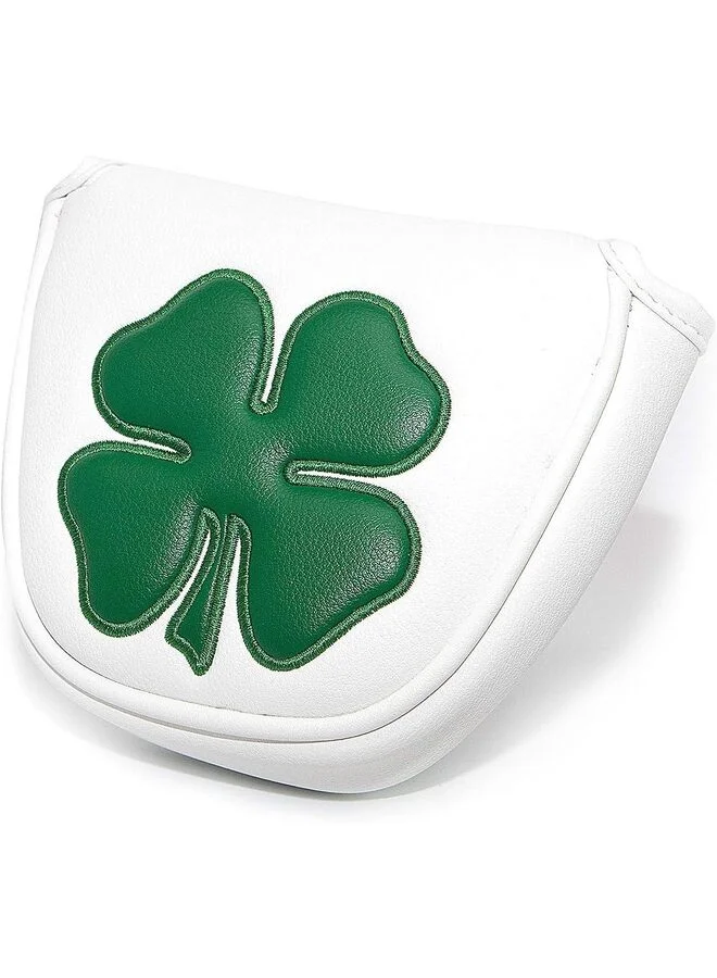LAMAY Shamrock Golf Mallet Putter Headcover Premium Synthetic Leather Magnetic Club Protector (Green/White) oigyc