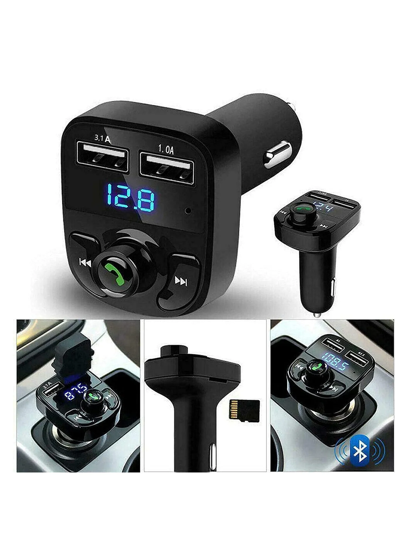 MR.SMART Car FM Transmitter Bluetooth MP3 Player with PD and USB Fast Charger (Hands-Free Calling, U-Disk Support, Voltage Display) guxov