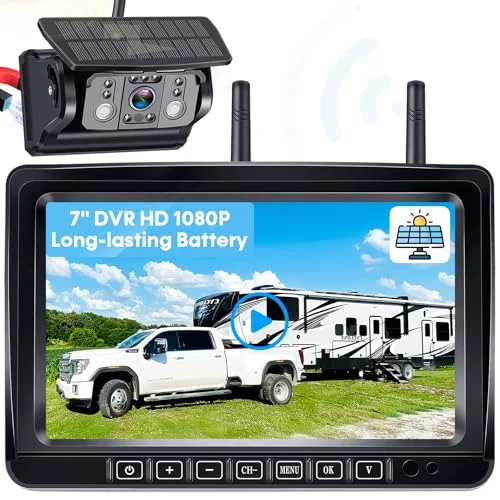 Wkzay Wireless RV Backup Camera System 1080P HD Monitor Magnetic Mount Waterproof (Black, 7-inch) e0zw2