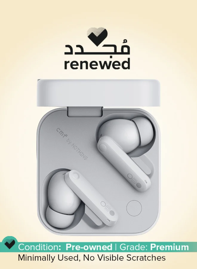 Premium Wireless In-Ear Earbuds with Active Noise Cancellation and Long-Lasting Battery (Grey, 460 mAh) fbioc
