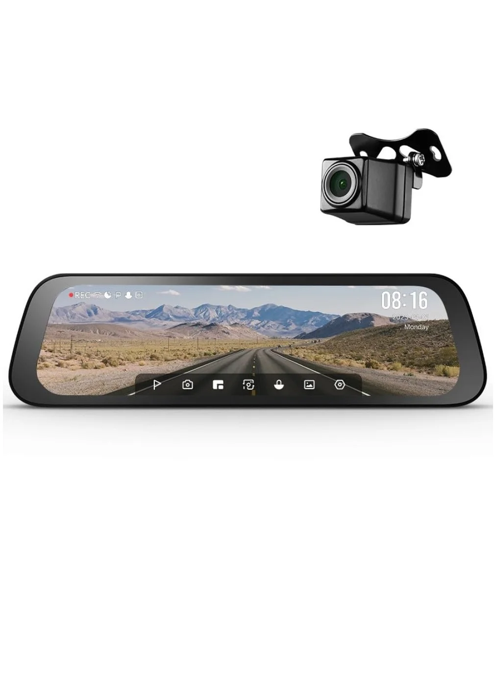 Premium Rearview Mirror Dash Cam 3K 1944P Front and FHD Rear Dual HDR 9.35-inch IPS Touch Screen with WiFi and G-Sensor (Black, 23.7 cm) whzg4