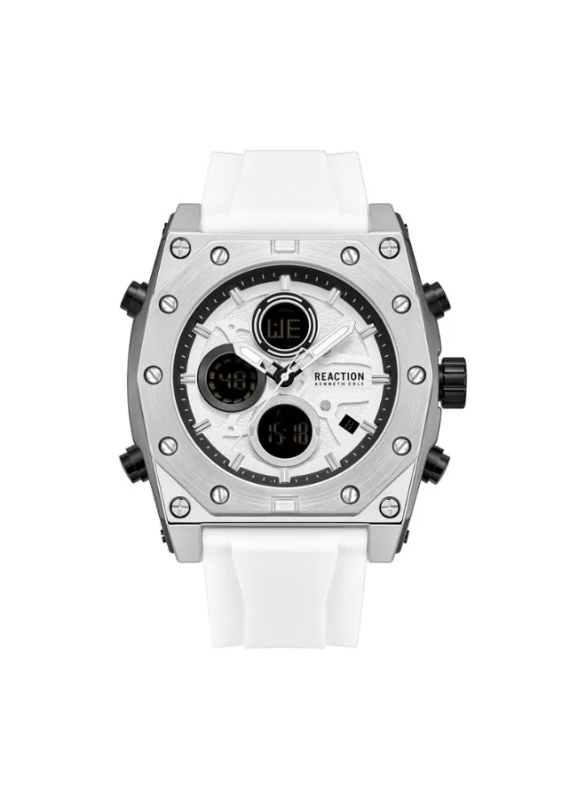 Premium Men's Analog Digital Watch with Silicone Strap (Silver, 52.4mm) 9u4ln